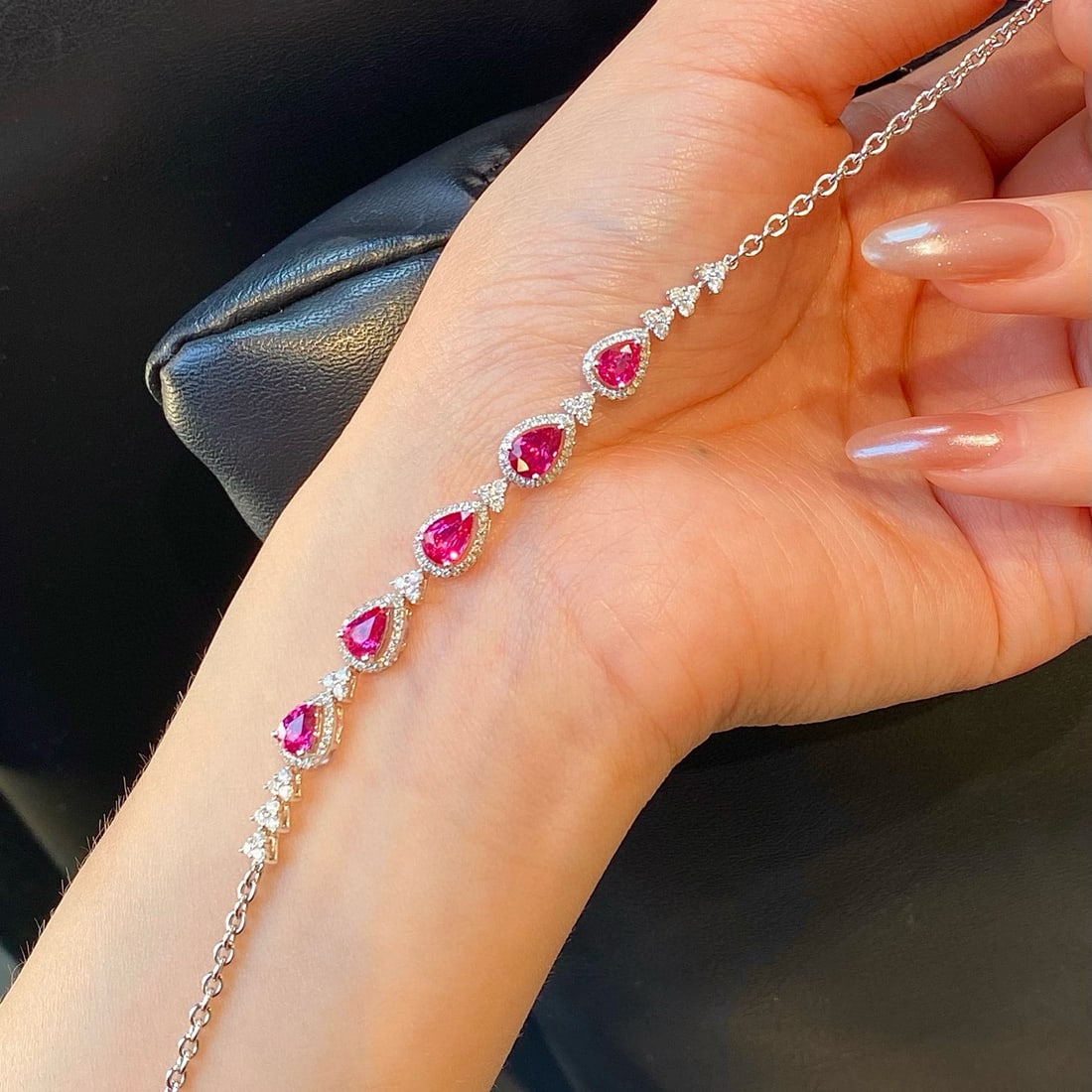 14k Gold 3.02 Ctw Natural Ruby & Diamond Bracelet - 3