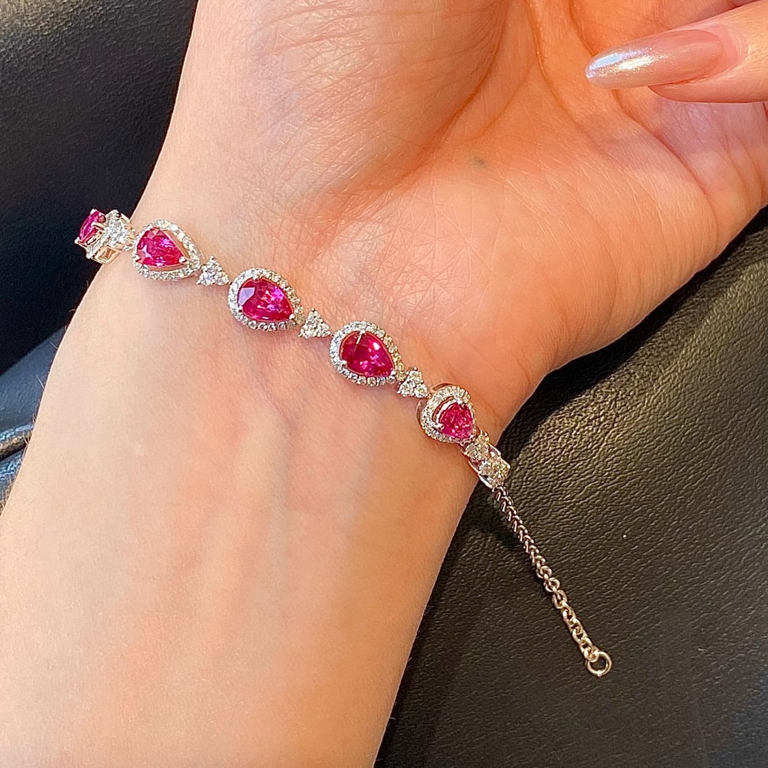 14k Gold 3.02 Ctw Natural Ruby & Diamond Bracelet - 6