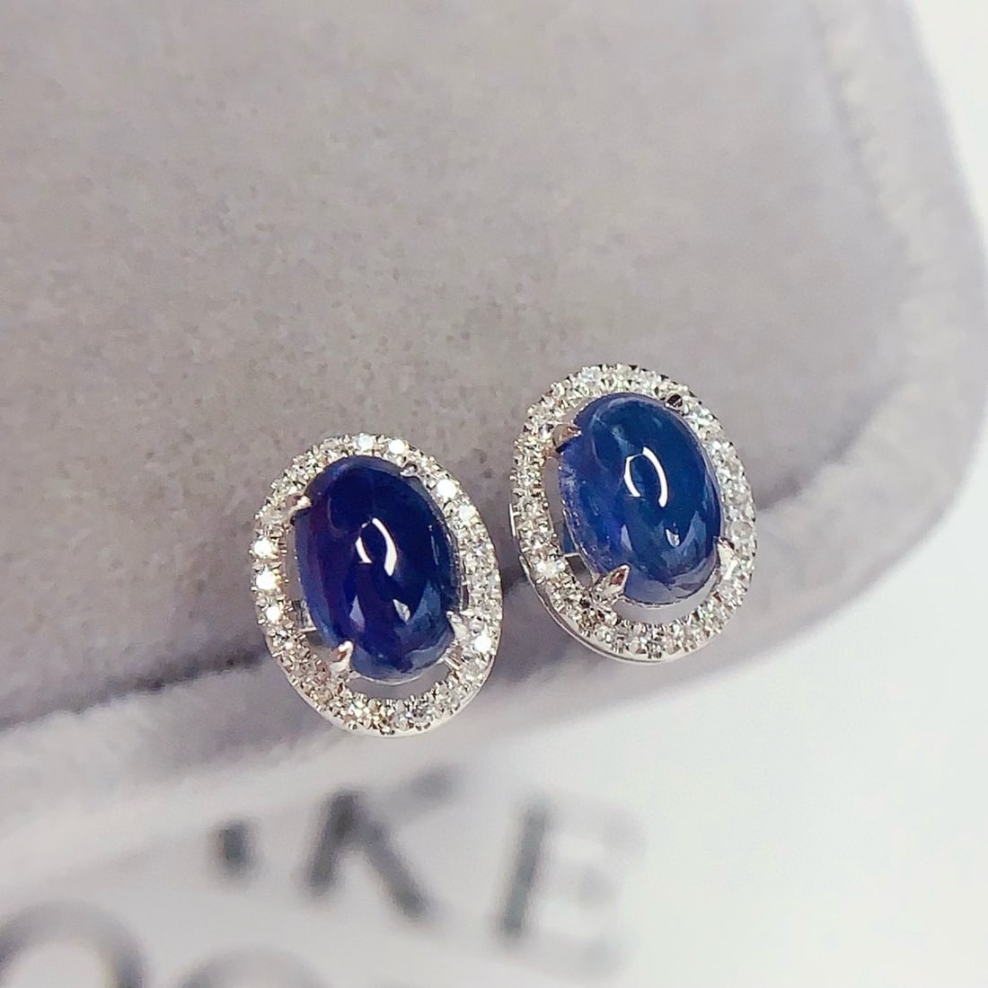 14k Gold 1.5 Ct Natural Sapphire & Diamond Earrings - 3