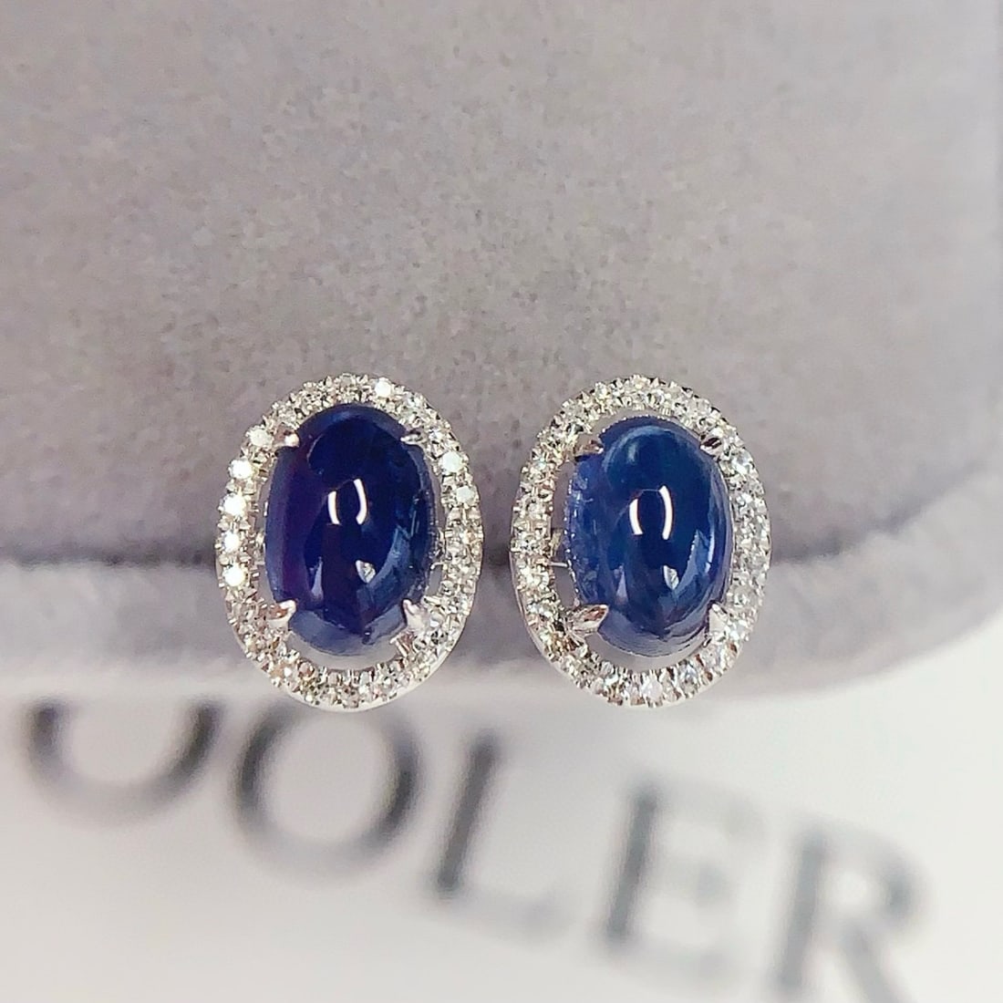 14k Gold 1.5 Ct Natural Sapphire & Diamond Earrings - 4
