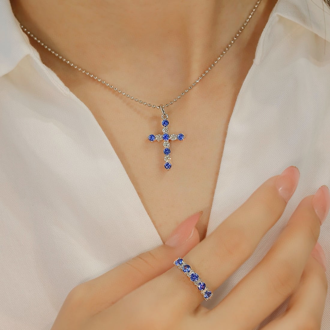 14k Gold 1.00 Ctw Natural Sapphire & Diamond Pendant( Without Chain ) - 2