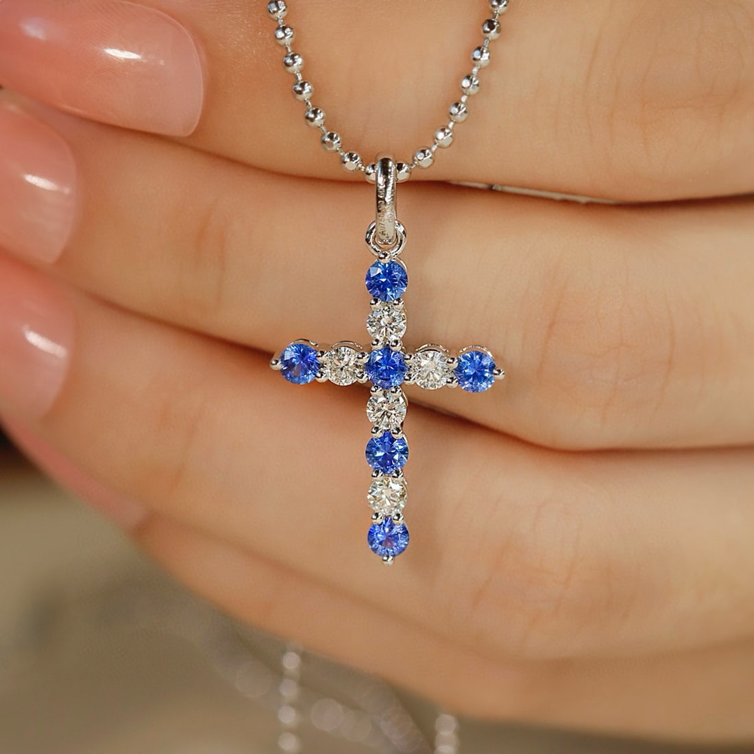 14k Gold 1.00 Ctw Natural Sapphire & Diamond Pendant( Without Chain ) - 3