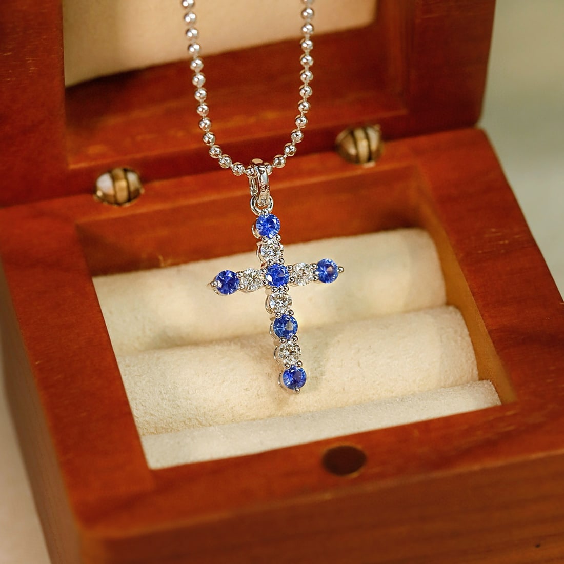 14k Gold 1.00 Ctw Natural Sapphire & Diamond Pendant( Without Chain ) - 4