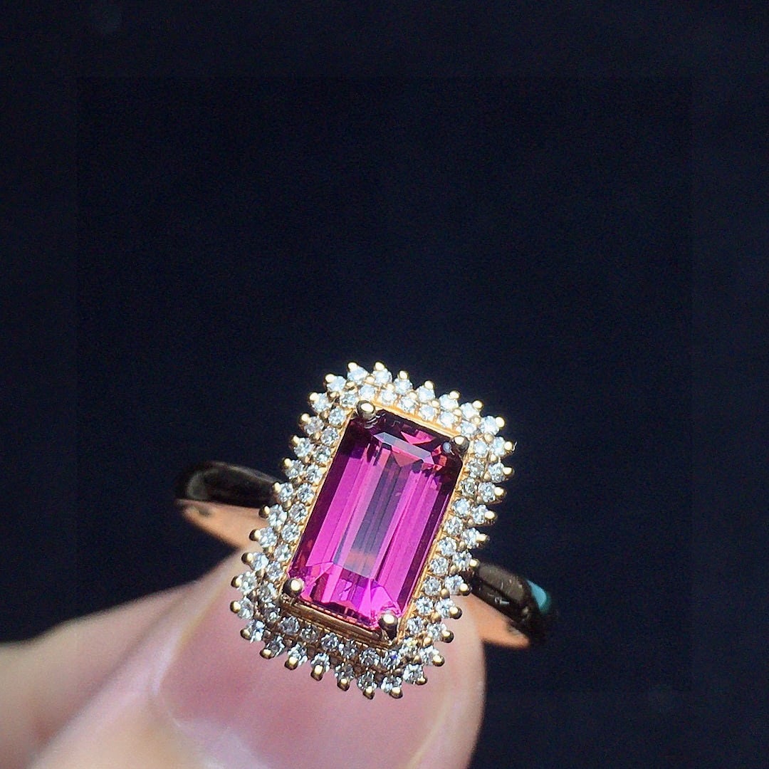 14k Gold 1.32 Ct Natural Tourmaline & Diamond Ring - 2