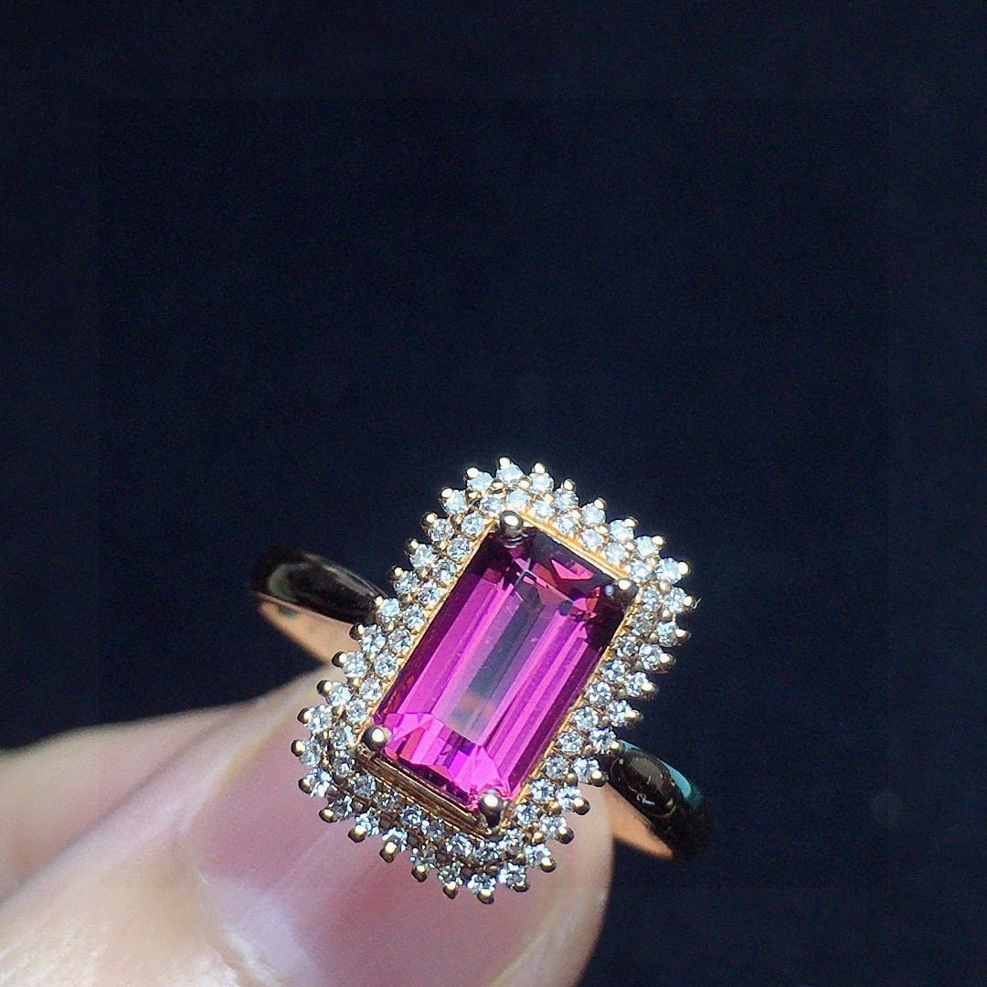 14k Gold 1.32 Ct Natural Tourmaline & Diamond Ring - 3