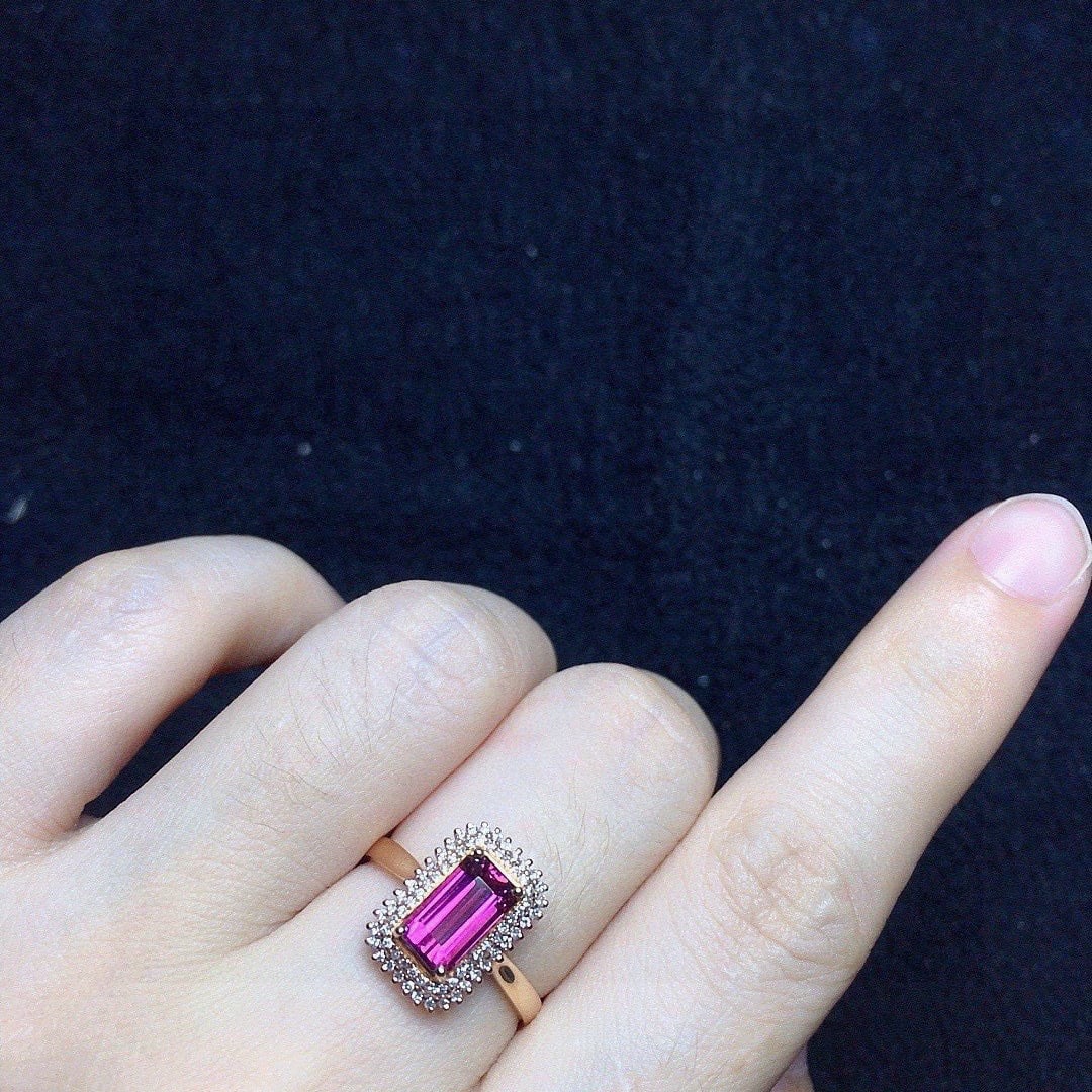 14k Gold 1.32 Ct Natural Tourmaline & Diamond Ring - 4