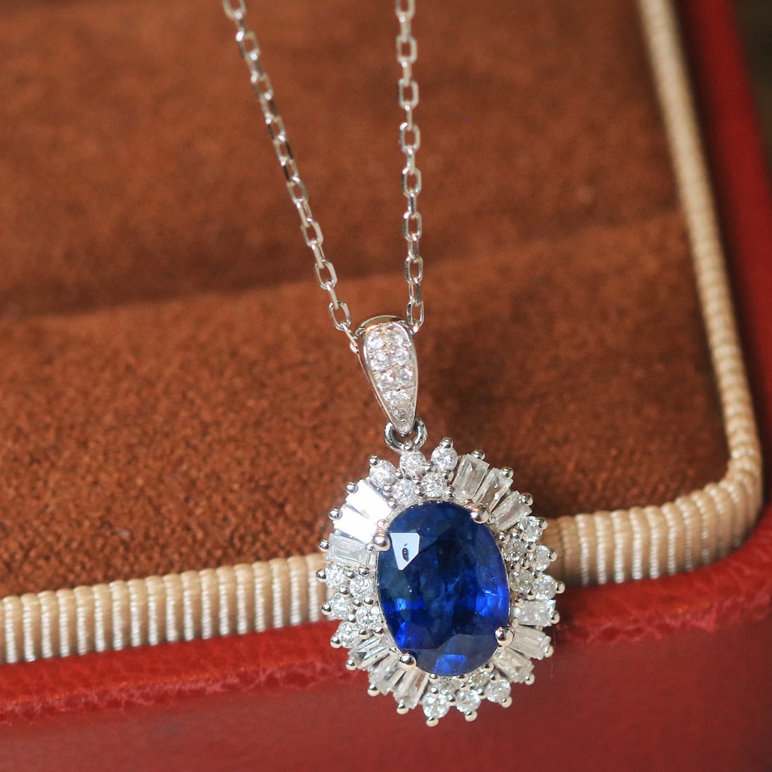 14k Gold 1.61 Ctw Natural Sapphire & Diamond Pendant( Without Chain ) - 4