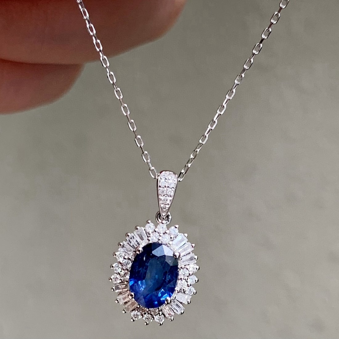 14k Gold 1.61 Ctw Natural Sapphire & Diamond Pendant( Without Chain ) - 5