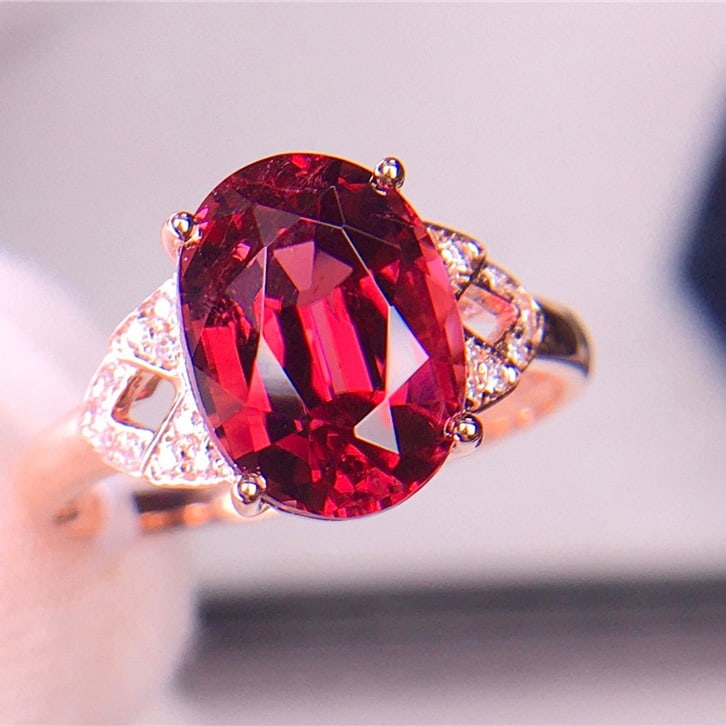 14k Gold 3.2 Ct Natural Tourmaline & Diamond Ring - 3