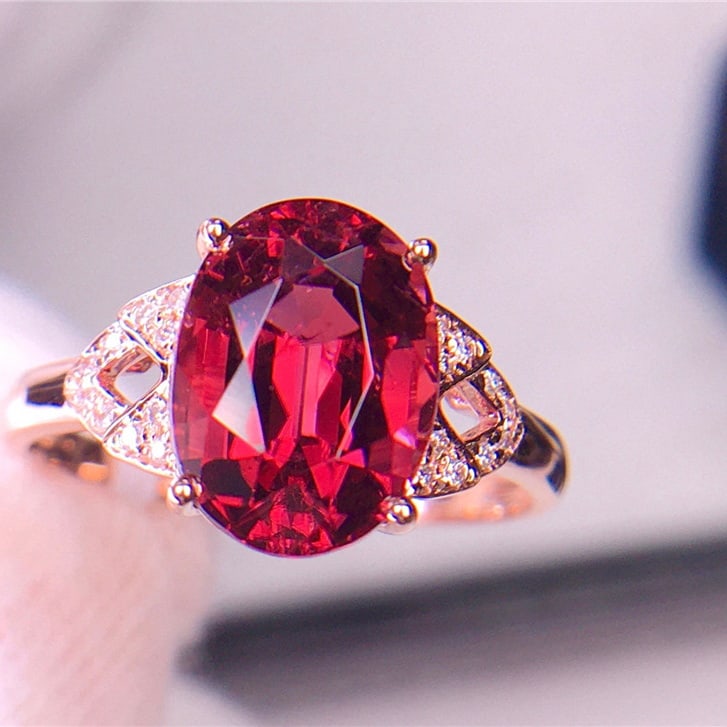 14k Gold 3.2 Ct Natural Tourmaline & Diamond Ring - 4