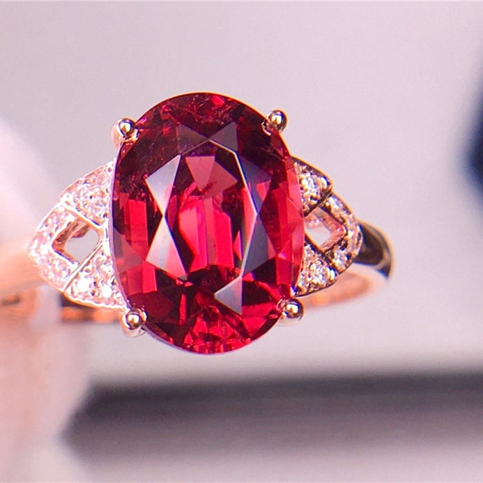14k Gold 3.2 Ct Natural Tourmaline & Diamond Ring - 5