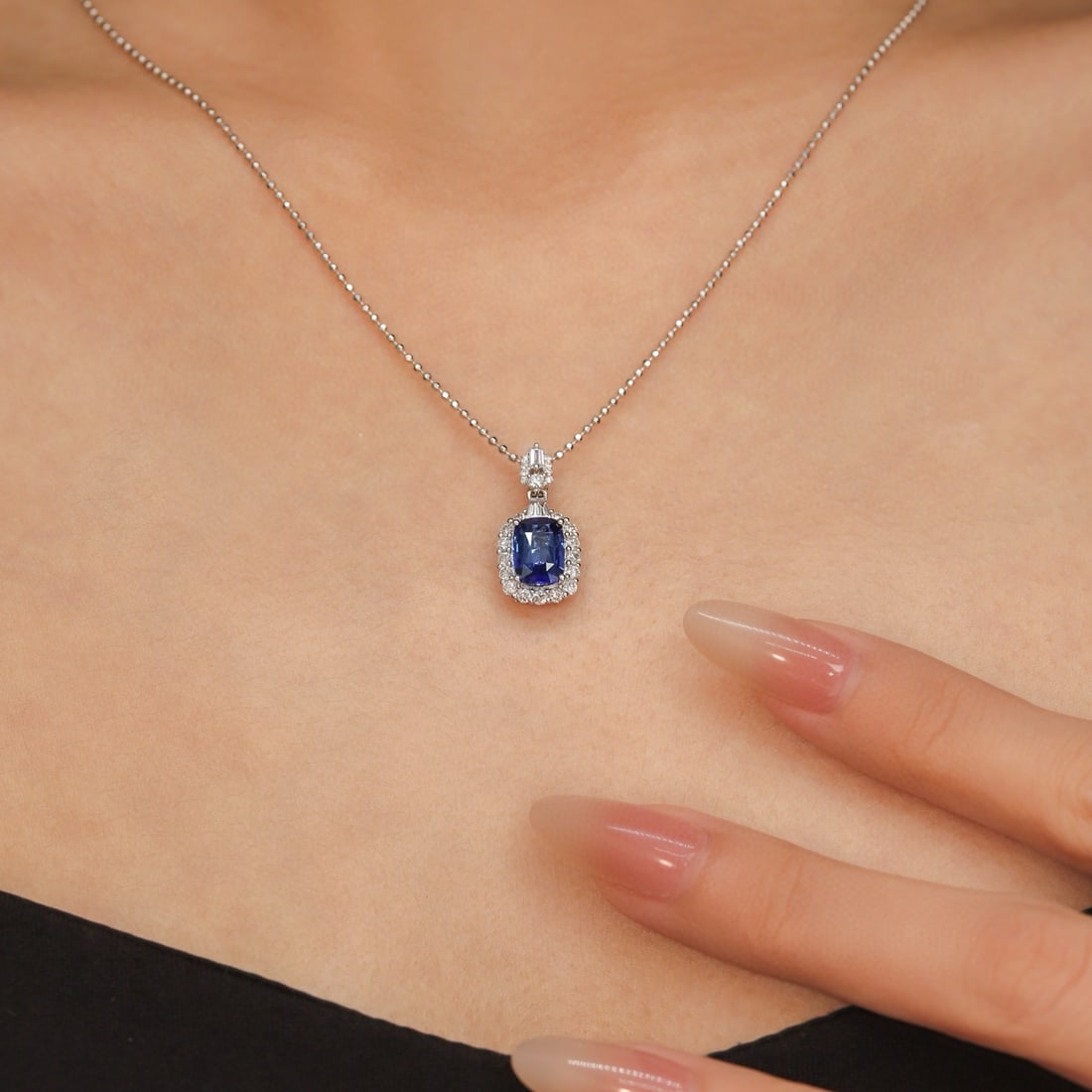 14k Gold 2.52 Ctw Natural Sapphire & Diamond Pendant( Without Chain ) - 2
