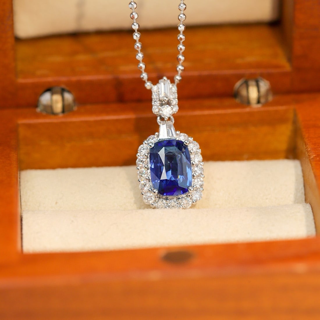 14k Gold 2.52 Ctw Natural Sapphire & Diamond Pendant( Without Chain ) - 3