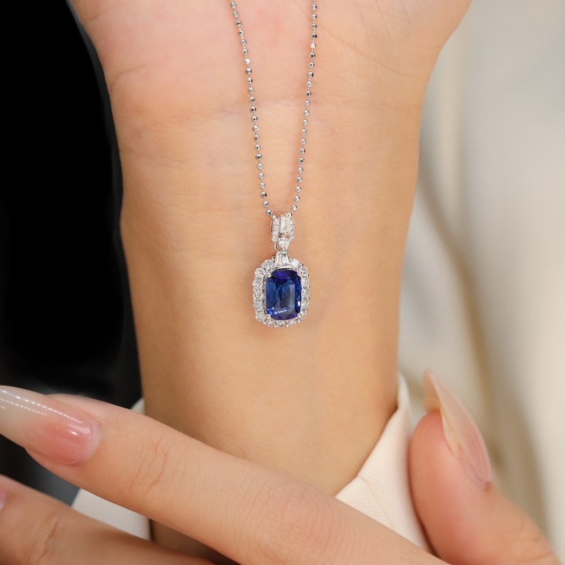 14k Gold 2.52 Ctw Natural Sapphire & Diamond Pendant( Without Chain ) - 4