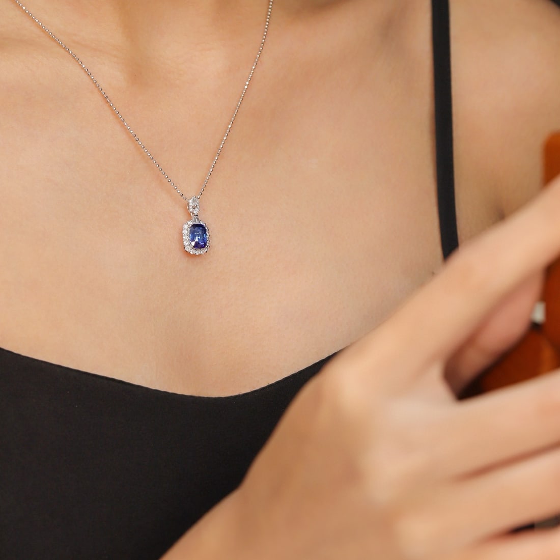 14k Gold 2.52 Ctw Natural Sapphire & Diamond Pendant( Without Chain ) - 5
