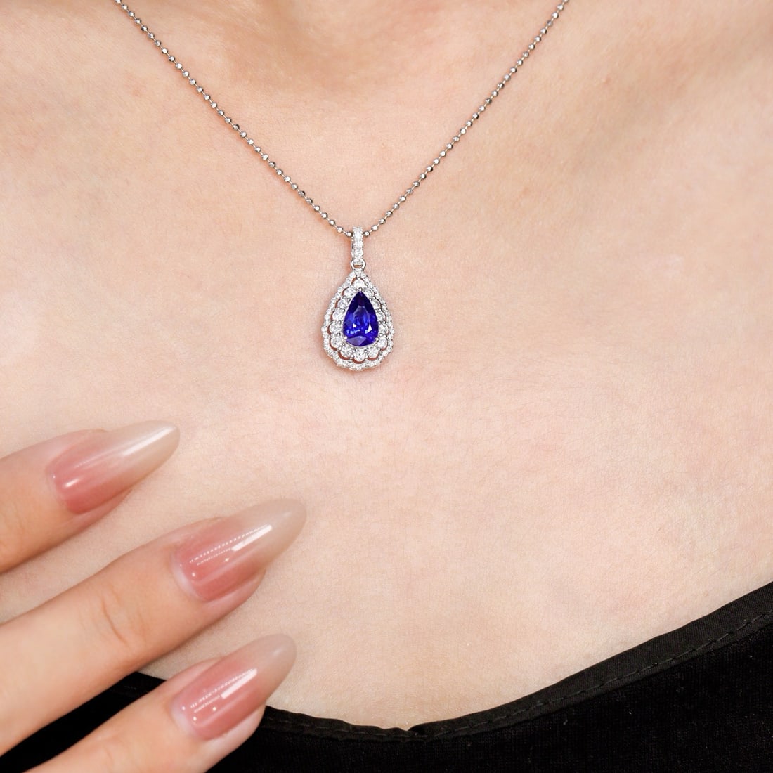 14k Gold 2.23 Ctw Natural Sapphire & Diamond Pendant( Without Chain ) - 3