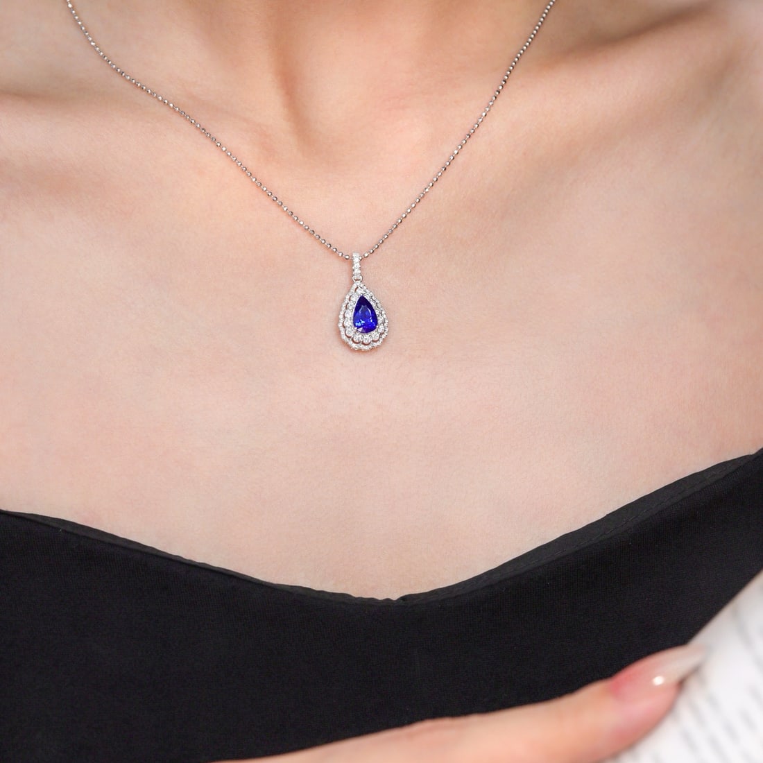 14k Gold 2.23 Ctw Natural Sapphire & Diamond Pendant( Without Chain ) - 4