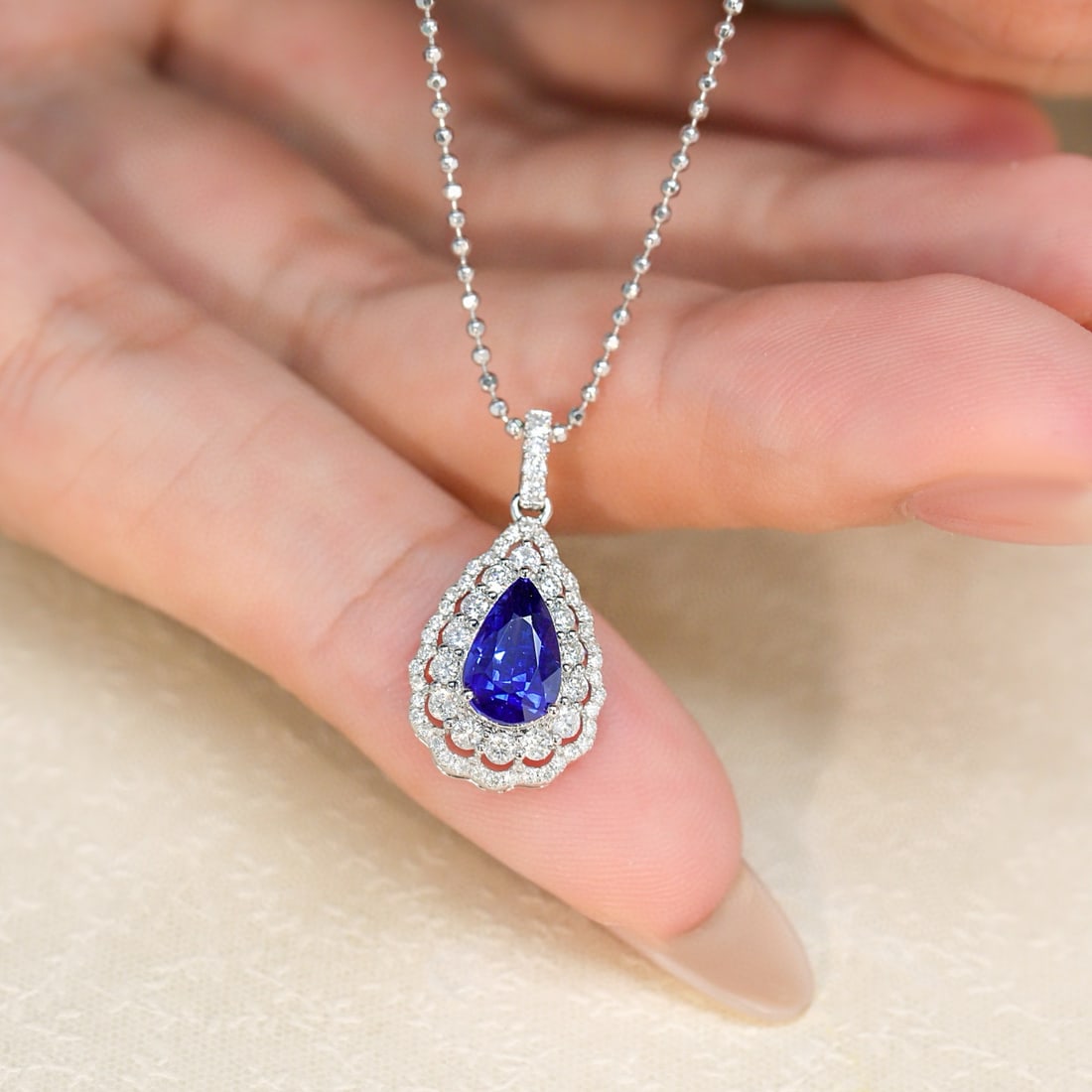 14k Gold 2.23 Ctw Natural Sapphire & Diamond Pendant( Without Chain ) - 5