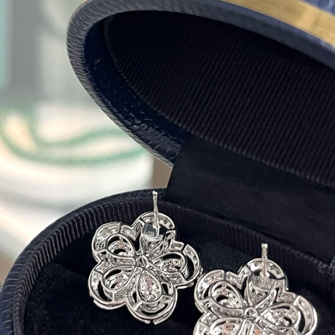 14k Gold 1.9 Ct Natural H Diamond & Flowers Earrings - 6