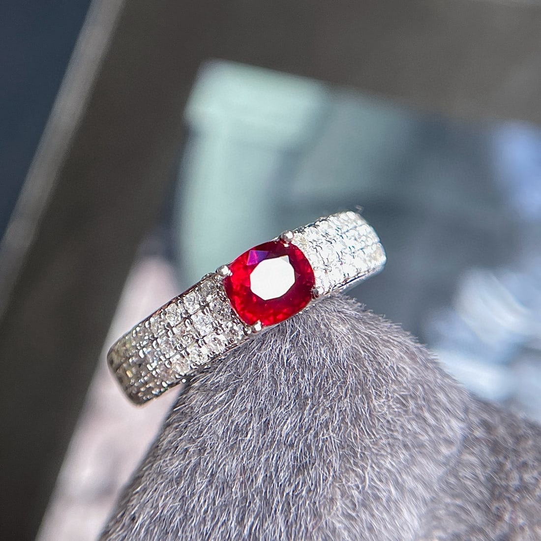 14k Gold 0.99 Ct Natural Ruby & Diamond Ring - 2