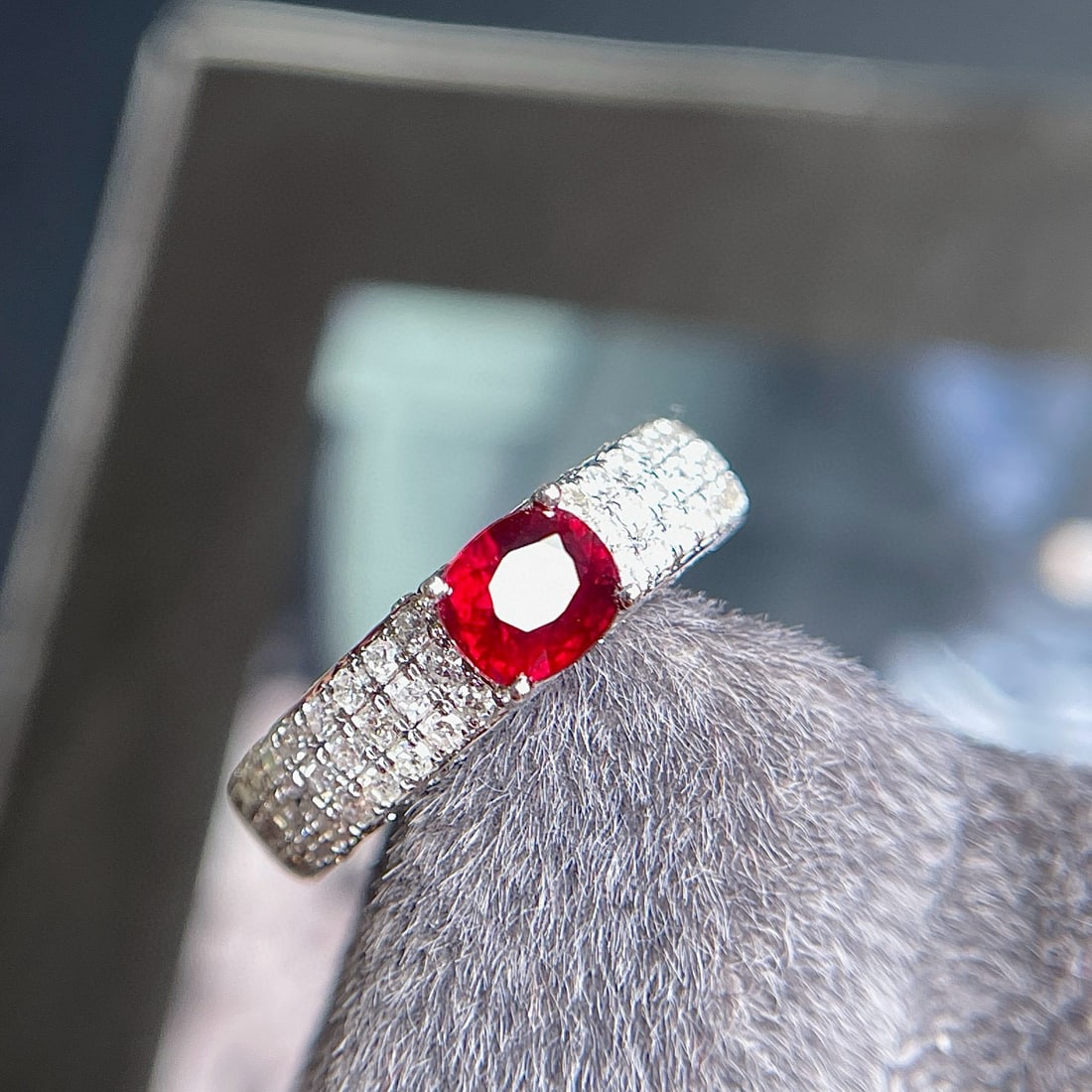 14k Gold 0.99 Ct Natural Ruby & Diamond Ring - 3