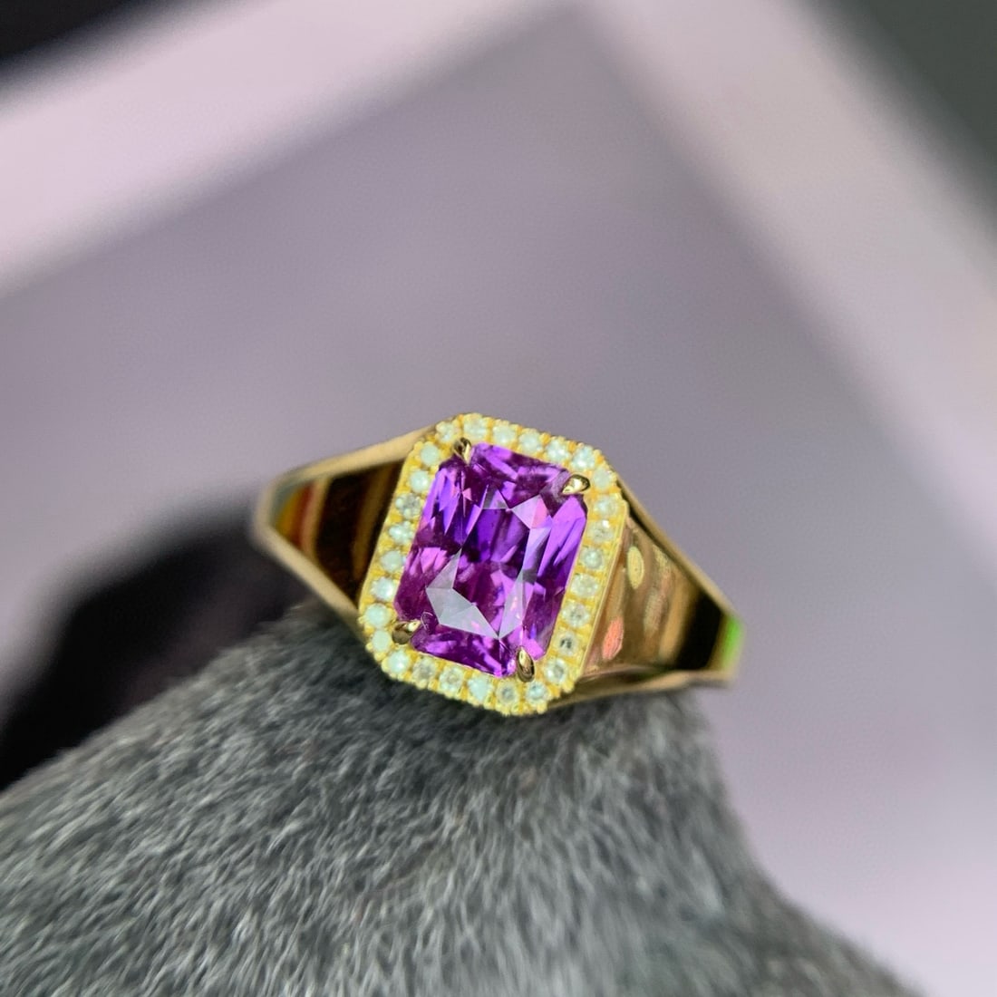 14k Gold 1.55 Ct Natural Sapphire & Diamond Ring - 4