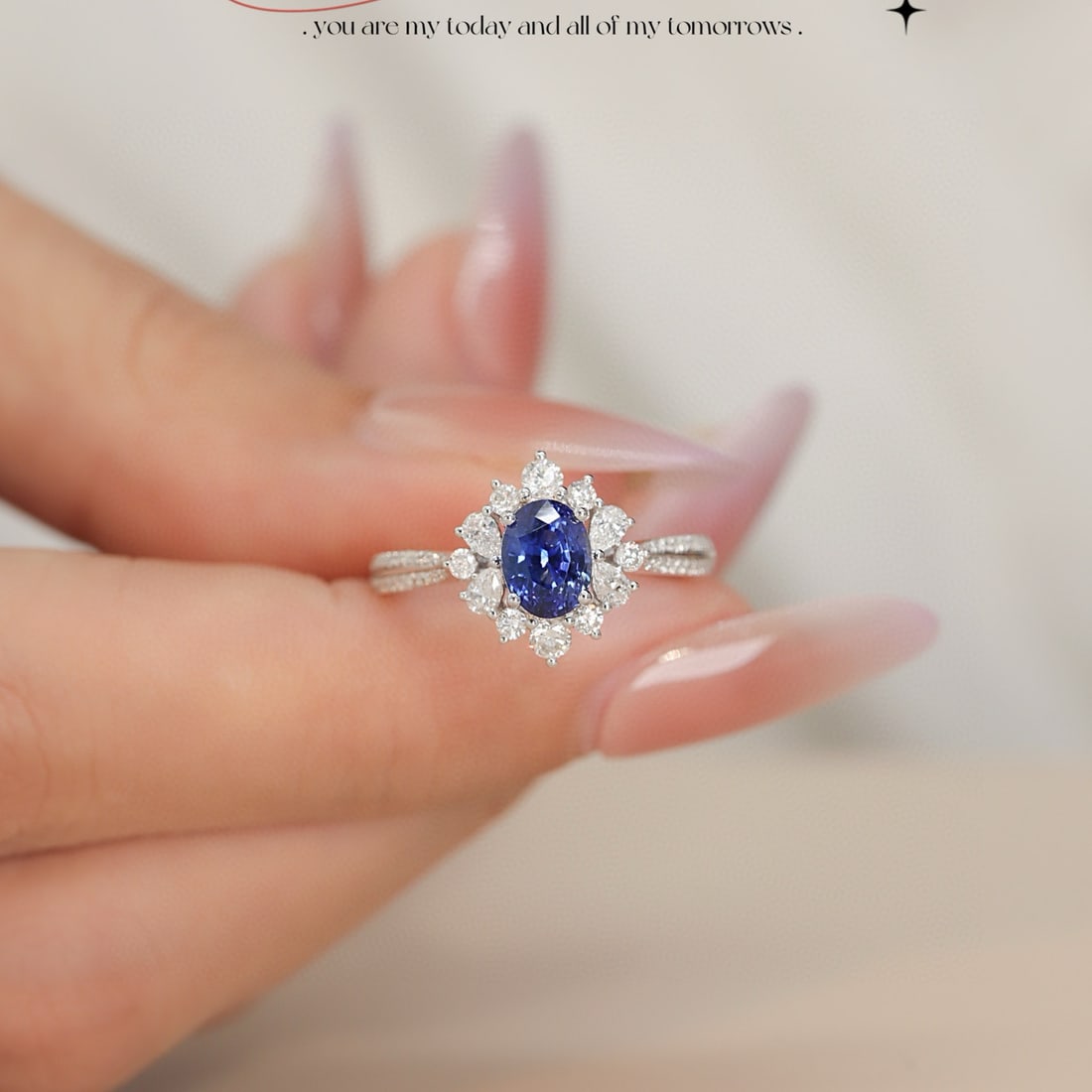 14k Gold 1.65 Ctw Natural Sapphire & Diamond Ring: Ref:231080178 // gold content:14k gold // ring size:7. 25us // // main gemstone:sapphire // shape:oval // carat weight:1. 17ct // color:blue // treatment:natural // // adjacent gemstone 2 : diamond