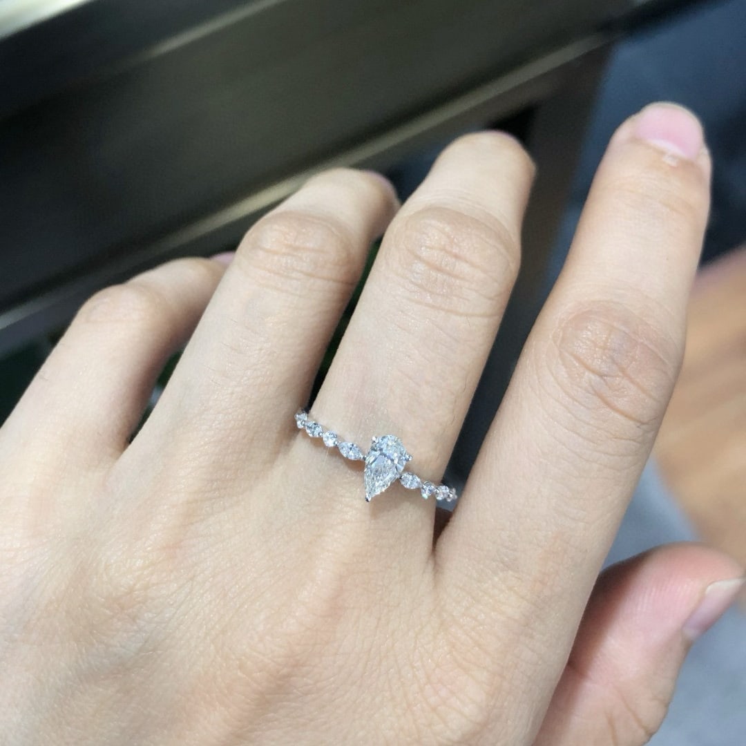 14k Gold 0.51 Ctw Natural H Diamond Ring - 4