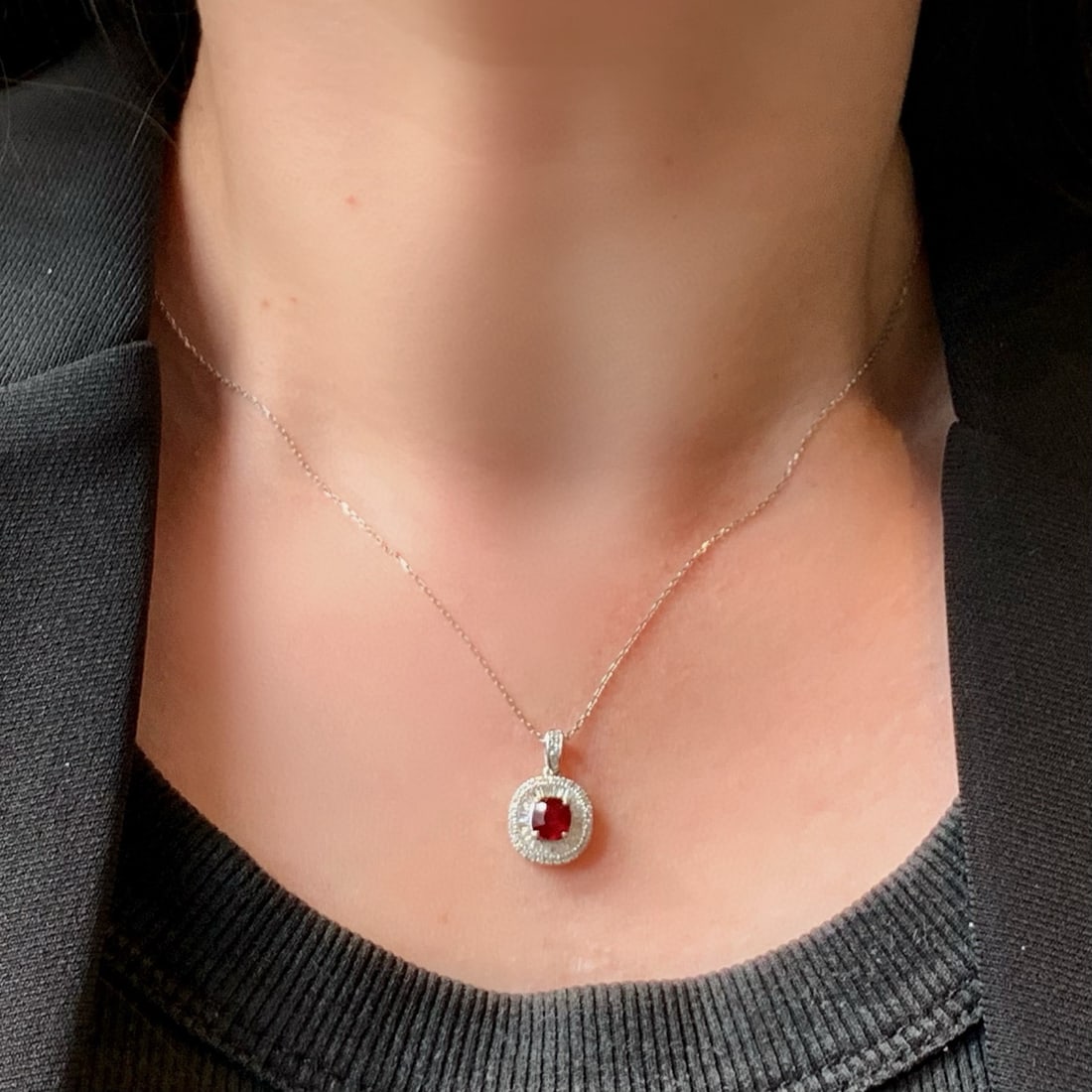 14k Gold 1.33 Ctw Natural Ruby & Diamond Pendant( Without Chain ) - 5