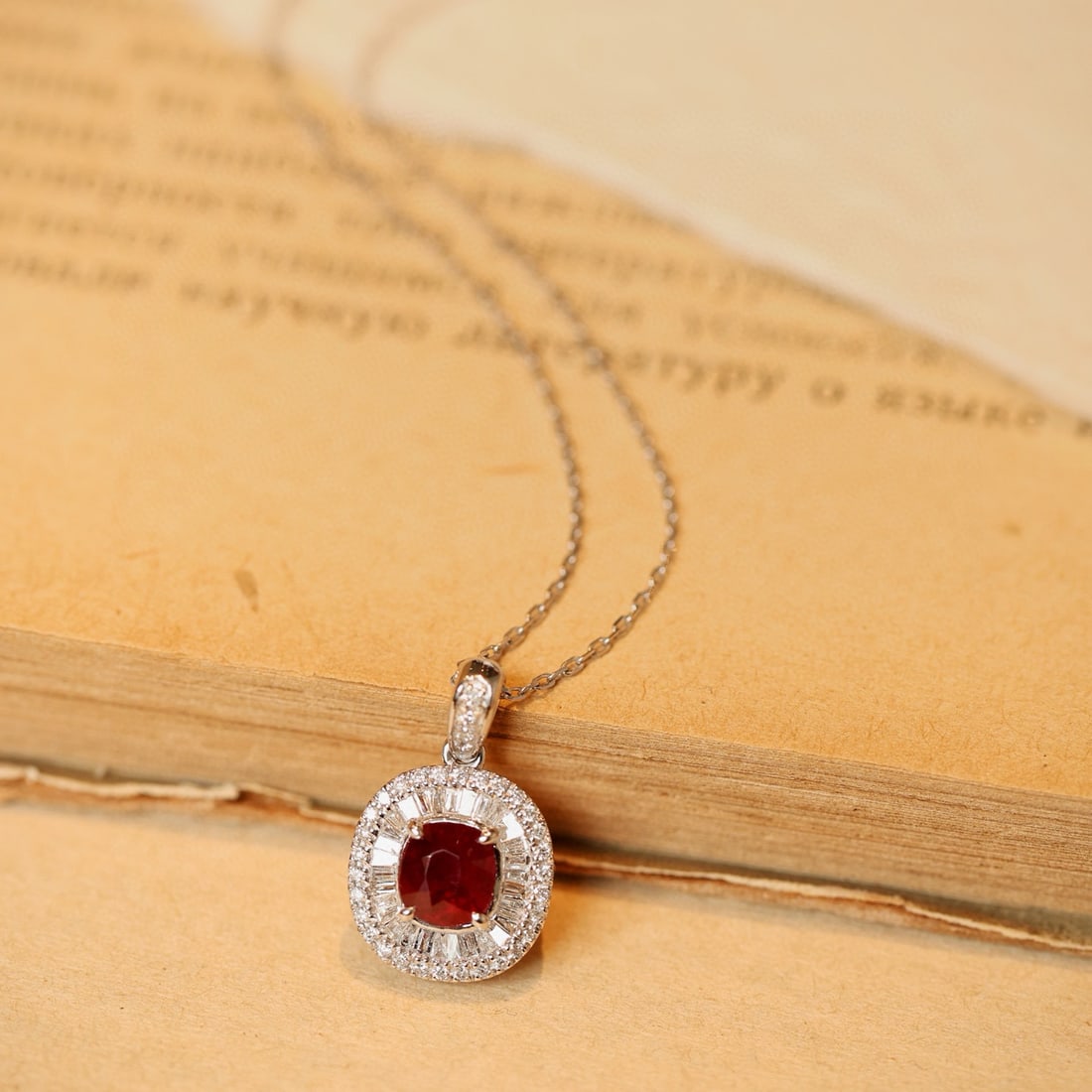 14k Gold 1.33 Ctw Natural Ruby & Diamond Pendant( Without Chain ) - 6