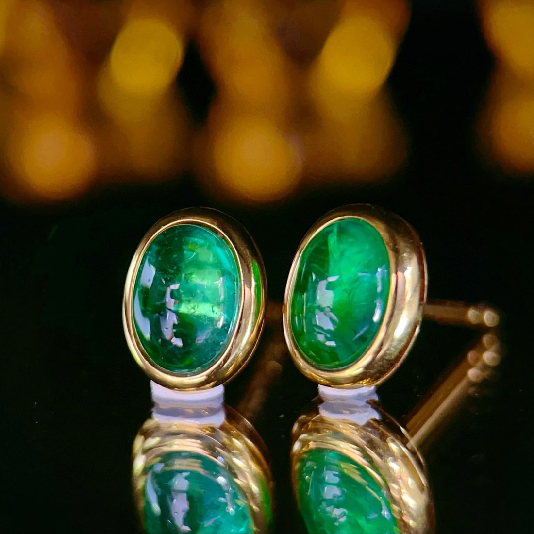 14k Gold 2.1 Ct Natural Emerald Earrings - 5