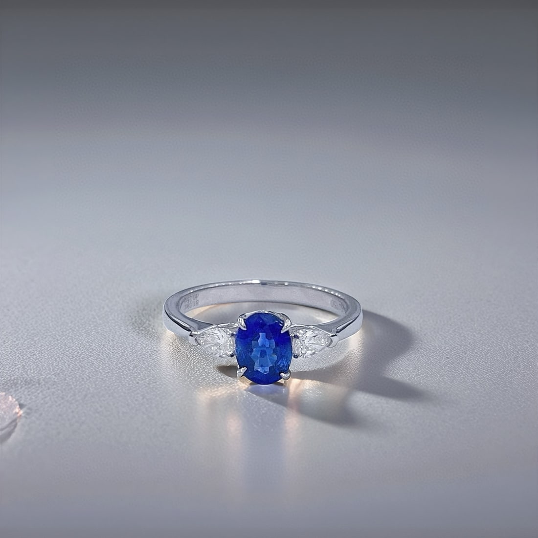 14k Gold 1.34 Ctw Natural Sapphire & Diamond Ring: Ref:231080208 // gold content:14k gold // ring size:7. 25us // // main gemstone:sapphire // shape:oval // carat weight:1. 09ct // color:blue // treatment:natural // // adjacent gemstone 2 : diamond