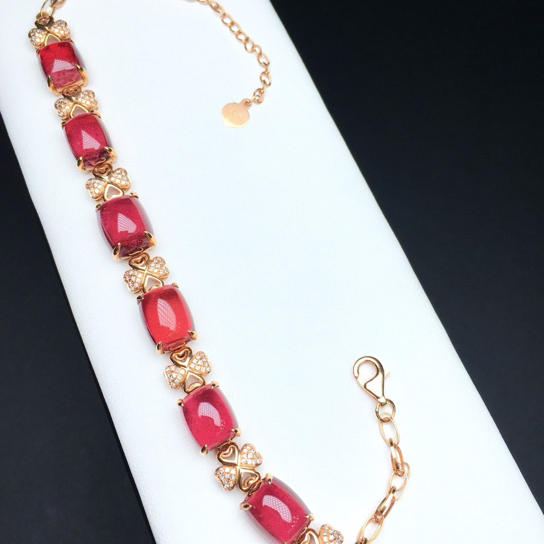 14k Gold 18.9 Ct Natural Tourmaline & Diamond Bracelet - 3