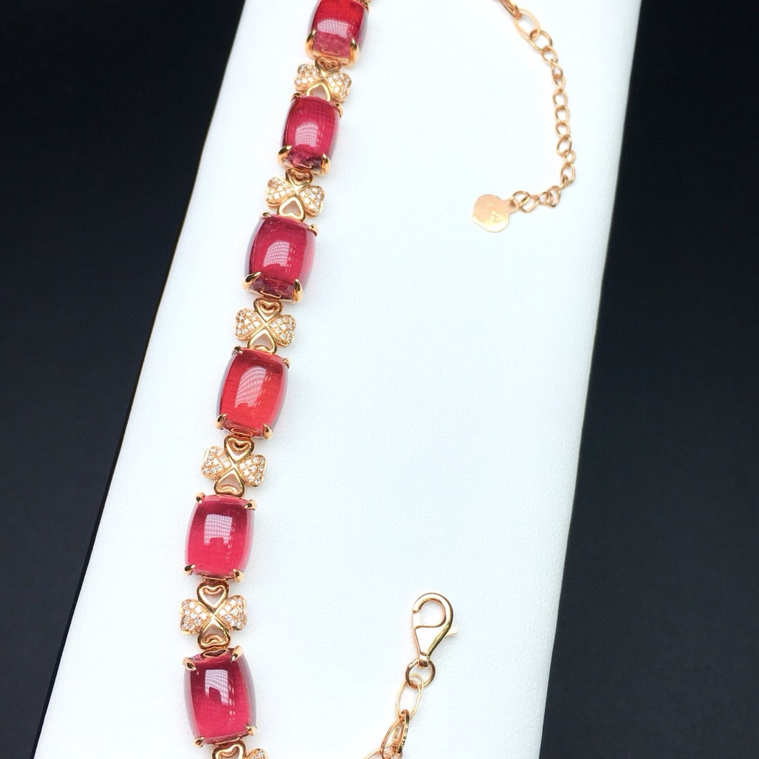 14k Gold 18.9 Ct Natural Tourmaline & Diamond Bracelet - 4