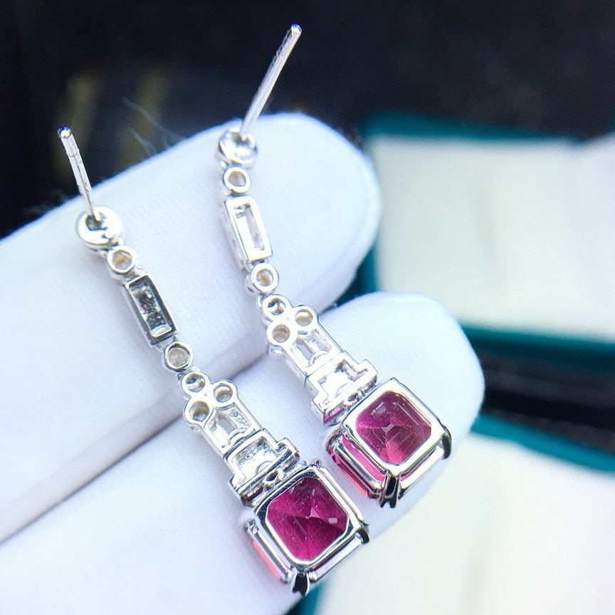 14k Gold 4.9 Ct Natural Tourmaline & Diamond Earrings - 5
