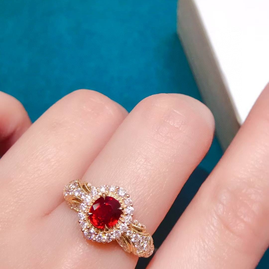 14k Gold 1.86 Ctw Natural Ruby & Diamond Ring - 4