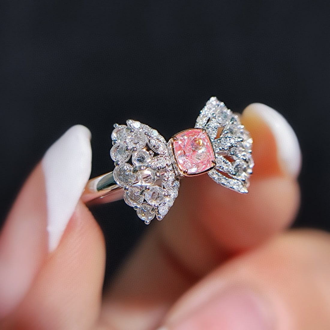14k Gold 0.60 Ctw Natural Pink Diamond & Diamond Ring - 2