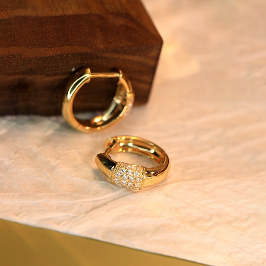 14k Gold 0.18 Ct Natural H Diamond Earrings - 3