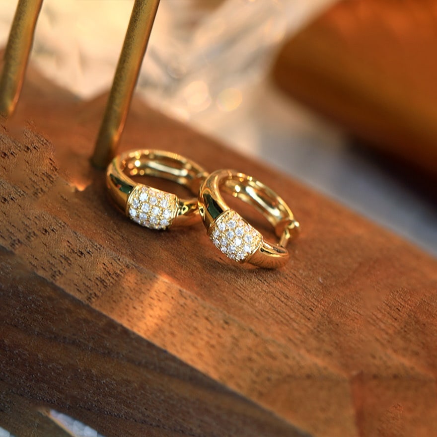 14k Gold 0.18 Ct Natural H Diamond Earrings - 4
