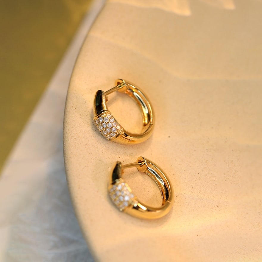 14k Gold 0.18 Ct Natural H Diamond Earrings - 8