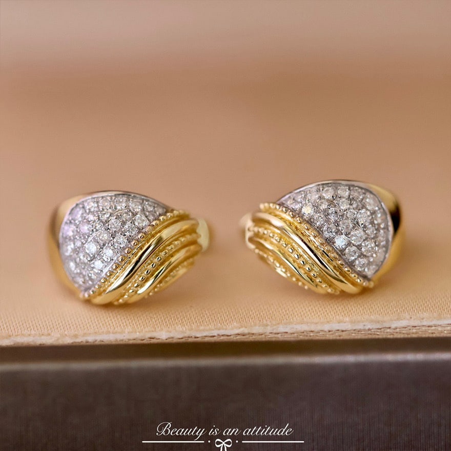 14k Gold 0.3 Ct Natural H Diamond Earrings - 2