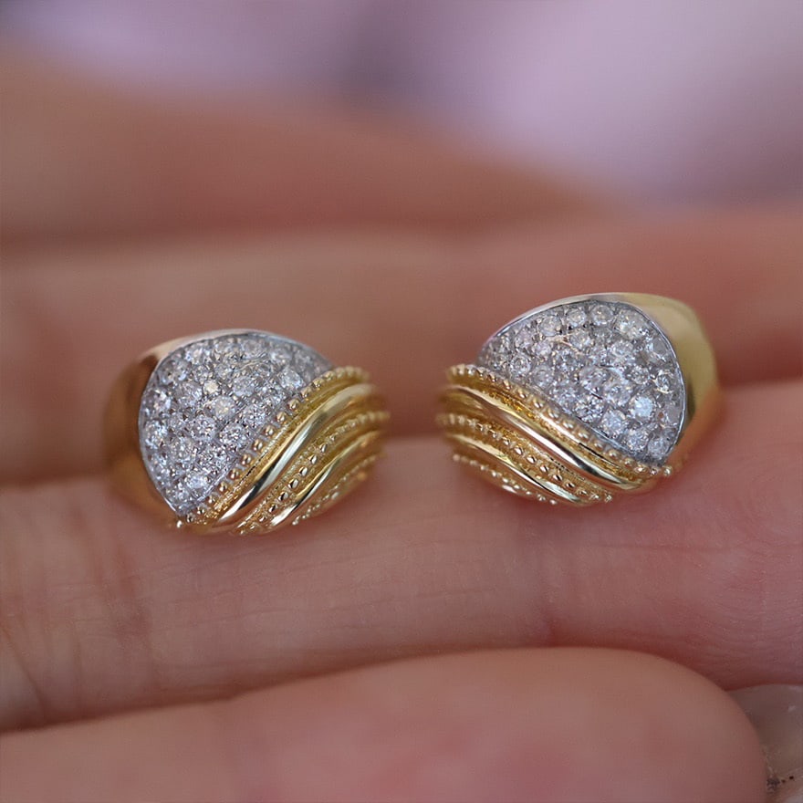 14k Gold 0.3 Ct Natural H Diamond Earrings - 8