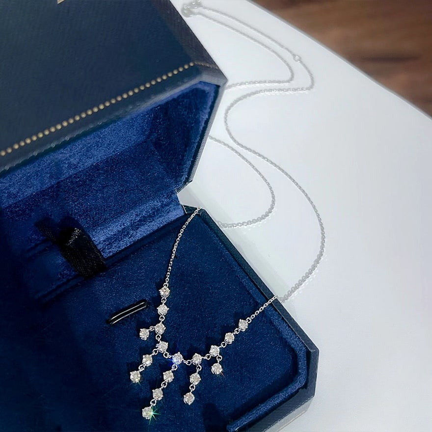 14k Gold 1.2 Ct Natural H Diamond Necklace - 7