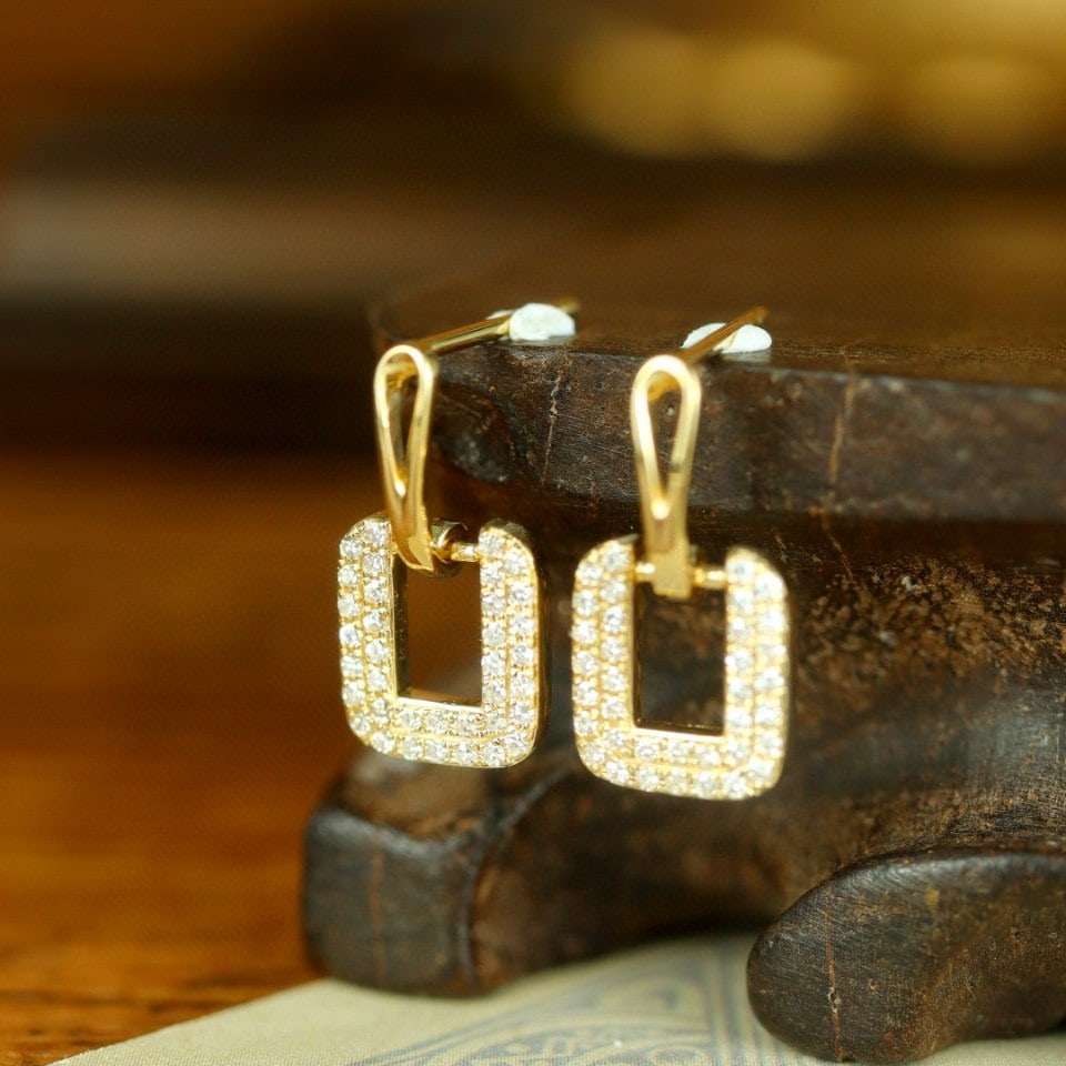 14k Gold 0.22 Ct Natural H Diamond Earrings - 2