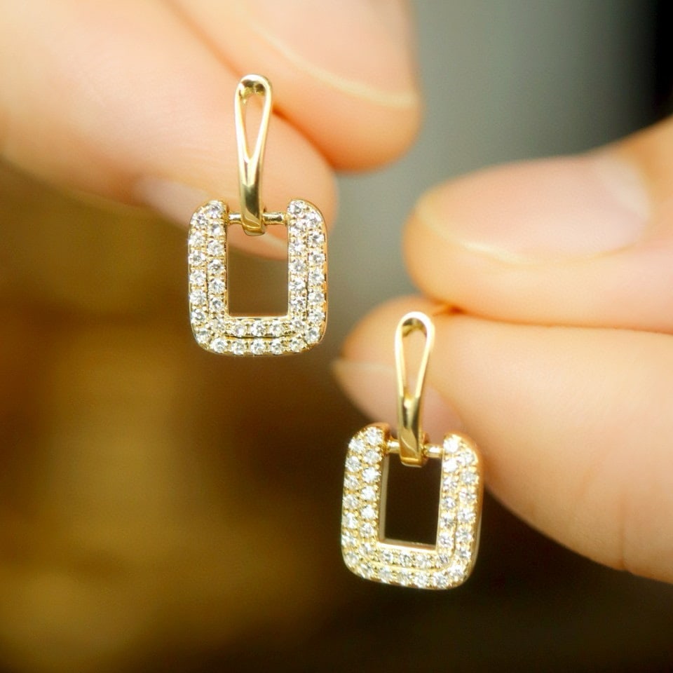 14k Gold 0.22 Ct Natural H Diamond Earrings - 4