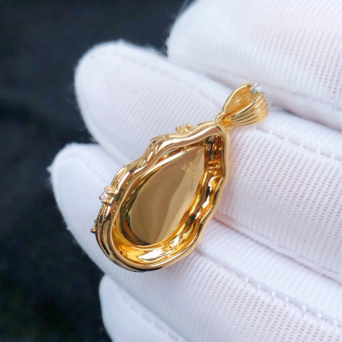 14k Gold 4.85 Ctw Natural Opal & Diamond Pendant( Without Chain ) - 6