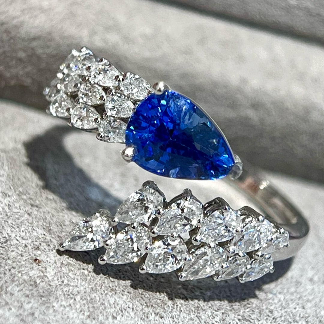 14k Gold 2.00 Ctw Natural Sapphire & Lab Grown Diamond Ring - 2
