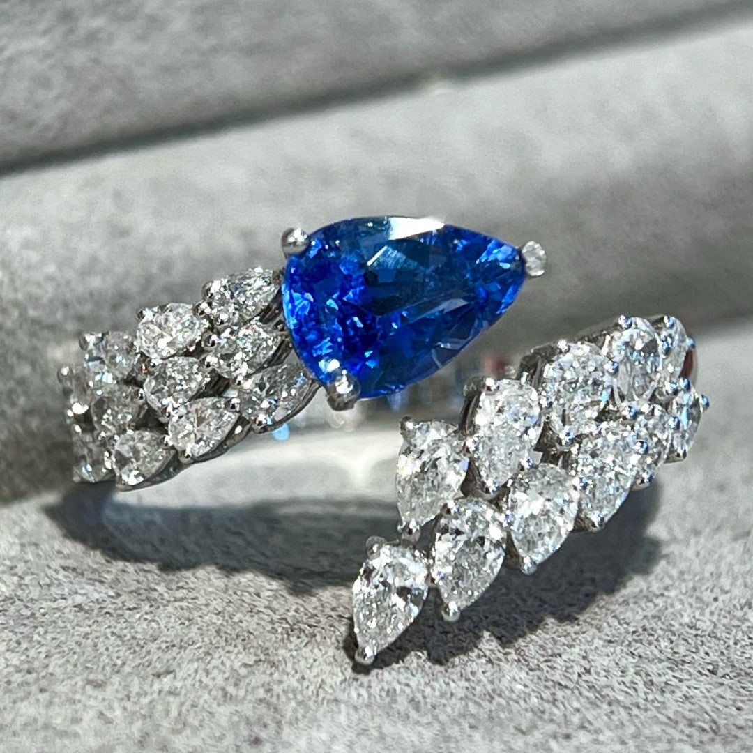 14k Gold 2.00 Ctw Natural Sapphire & Lab Grown Diamond Ring - 3