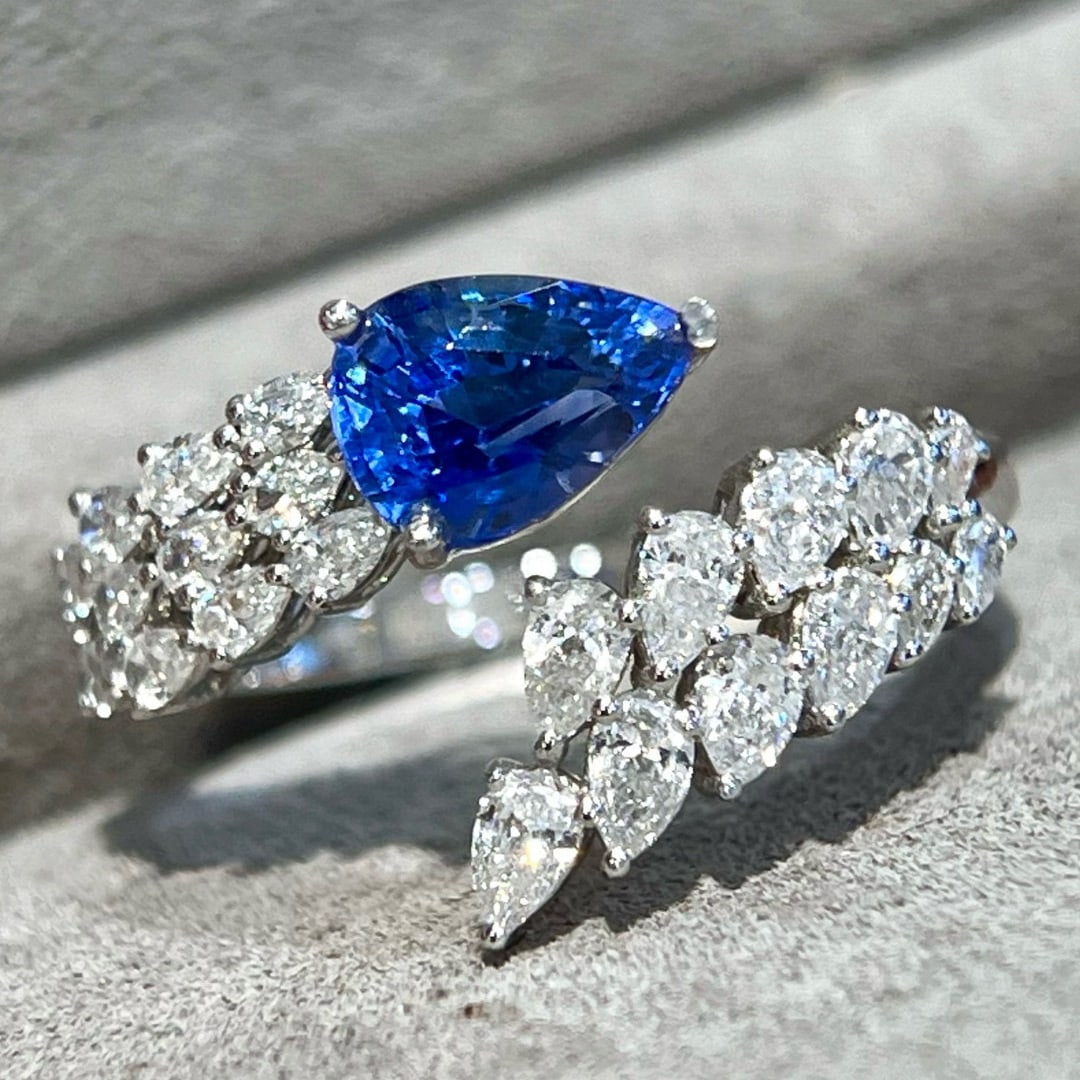 14k Gold 2.00 Ctw Natural Sapphire & Lab Grown Diamond Ring - 5