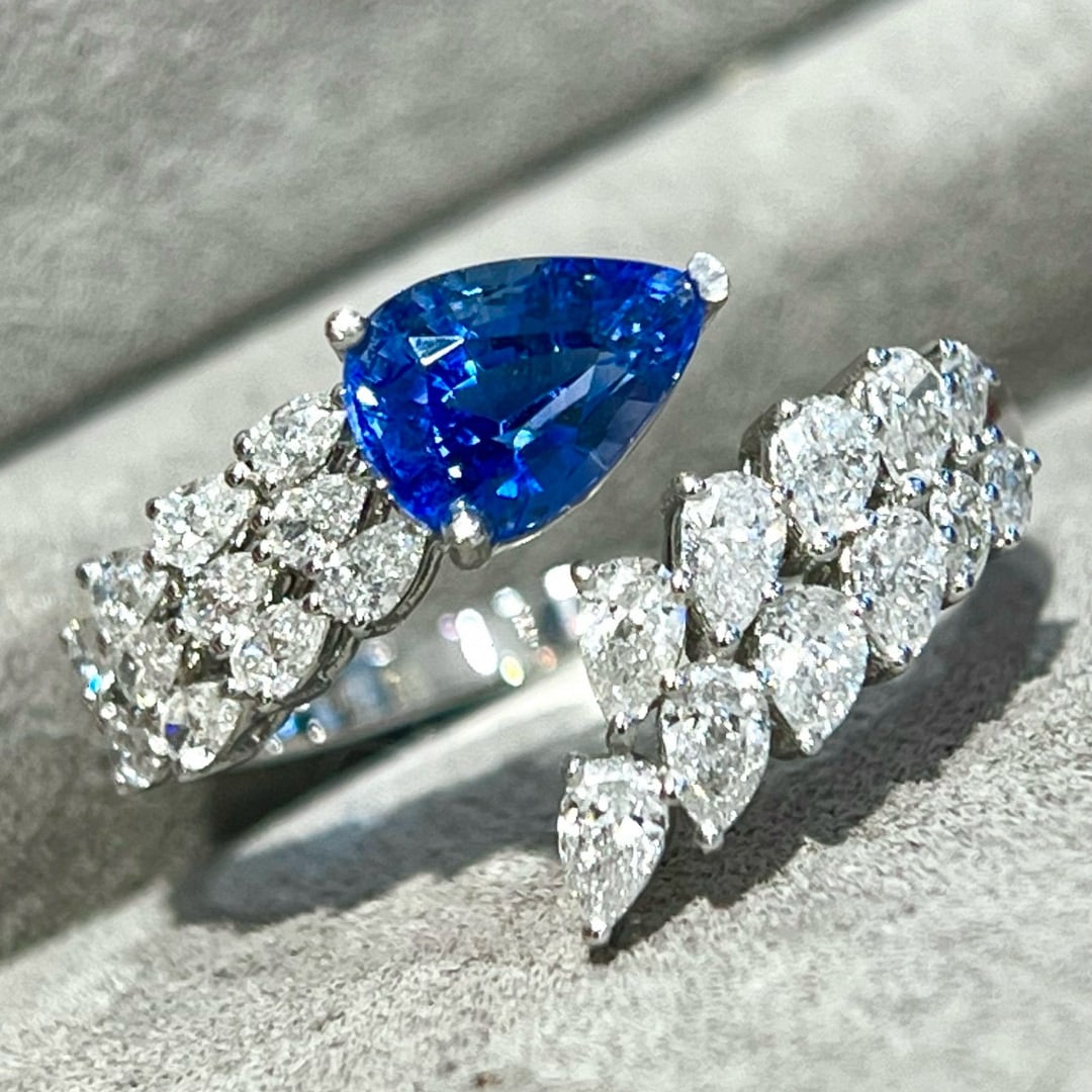 14k Gold 2.00 Ctw Natural Sapphire & Lab Grown Diamond Ring - 6